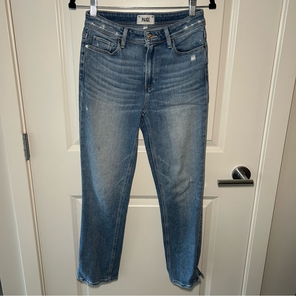 Paige Cindy Outseam Slit Jean in Seaspray Distressed Size 27 - Picture 3 of 16